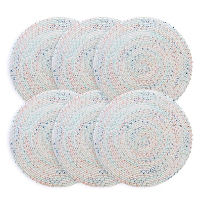 Set of 6 Lamer Boucle Round Placemats, 15"