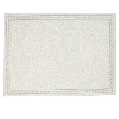 13X17 Neutral Faux Leather Rectangle Placemat with Dot Embroidery