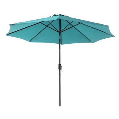 Teal Crank & Tilt Round Outdoor Patio Umbrella, 9'