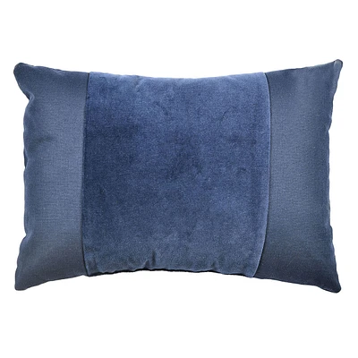 Crosby St. Navy Cotton Slub & Velvet Throw Pillow