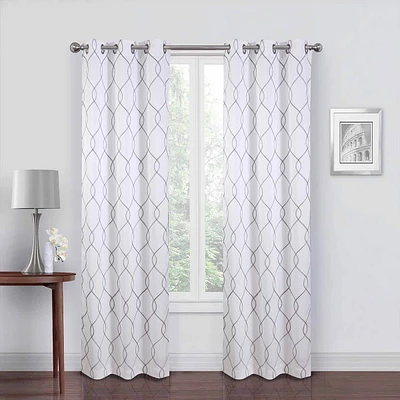 2-Pack Riley White & Embroidered Blackout Curtain Panels