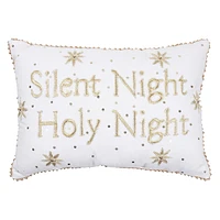 Silent Night Embroidered Throw Pillow, 14x20