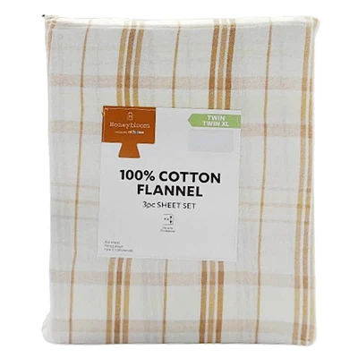 Tan Plaid Flannel Sheet Twin/Twin Xl