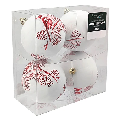 White & Red Bird Ornaments, 6.9"