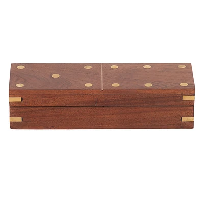 Brown Dominoes Wooden Game Box, 8x3