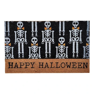 Happy Halloween Glitter Skeletons Coir Mat, 18x30