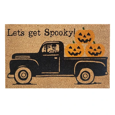 Let's Get Spooky Truck Coir Mat, 18x30