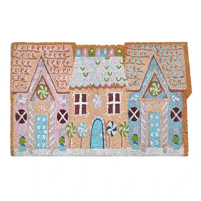 Mrs. Claus' Bakery Gingerbread House Shaped Coir Mat, 18x30