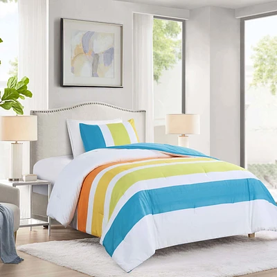 Multi Color Stripe 2pc Twin/Twin Xl Comforter Set