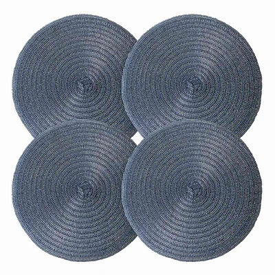 Set of 4 Lumi Chambray Round Placemats, 15"