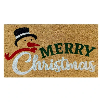 Merry Christmas Snowman Coir Doormat 18X30