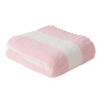 Tiny Dreamers Pink Cabana Striped Cozy Knit Throw Blanket, 50x60