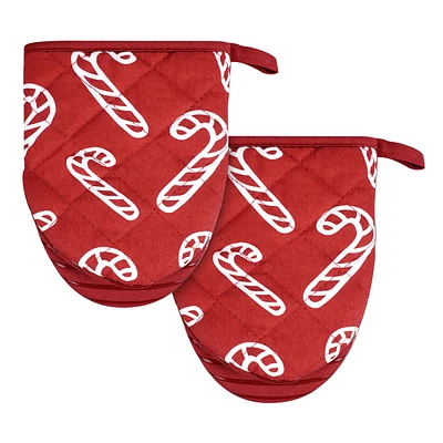 Set of 2 Candy Cane Mini Oven Mitts