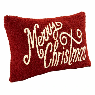 Merry Christmas Hook Textured Throw Pillow, 14x20