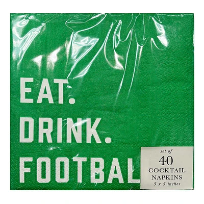 Eat Drink Football Cocktail Napkin 40Ct