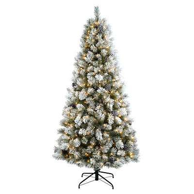 Pre-Lit Frosted Percy Spruce Christmas Tree, 7'