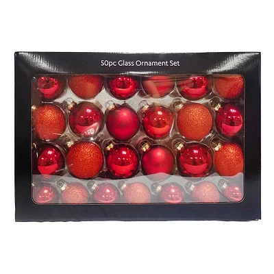 50-Count Red Glass Ornaments