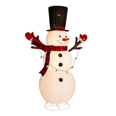 Outdoor Pre-Lit Pop-Up Fluffy Snowman, 6'