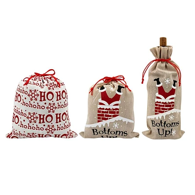 Bottoms Up Burlap Gift Bag Set