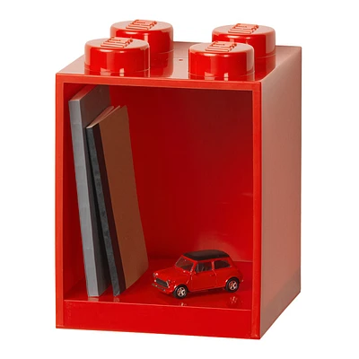 4-Knobs Lego Brick Wall Shelf, Red