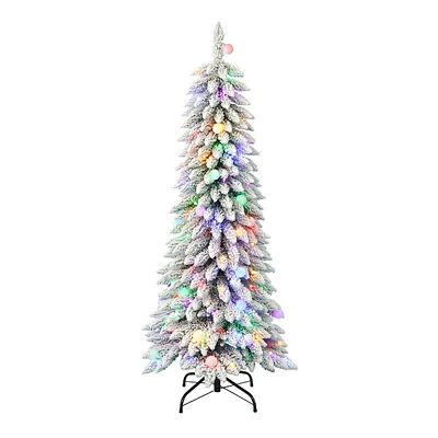 (A25) Pre-Lit Flocked Lolly Fir Tree with G40 Bulbs, 5'