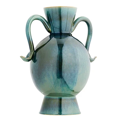 Tracey Boyd Green Porcelain Vase with Handles, 13"