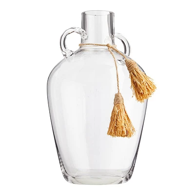 Clear Glass Vase with Tassels