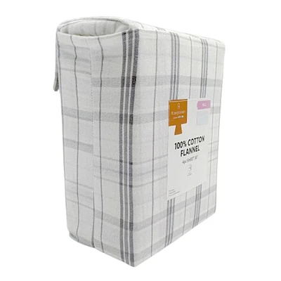 Grey Plaid Flannel Sheet Full