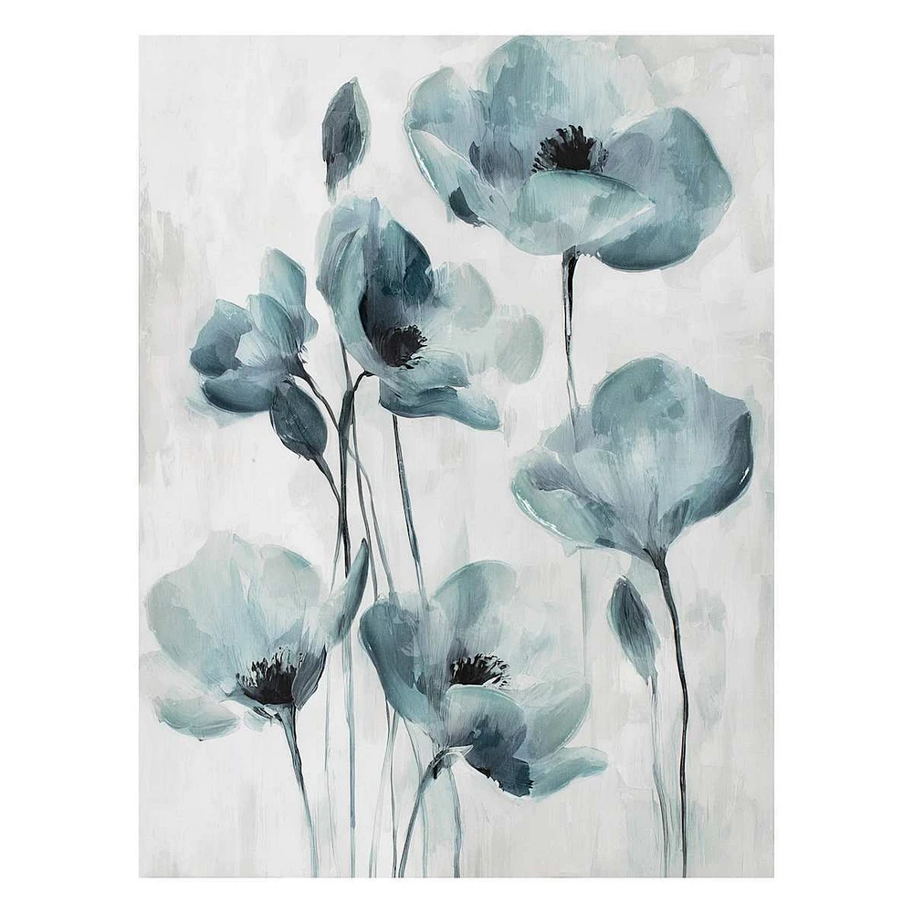 24X32 Blue Poppy Canvas Wall Art