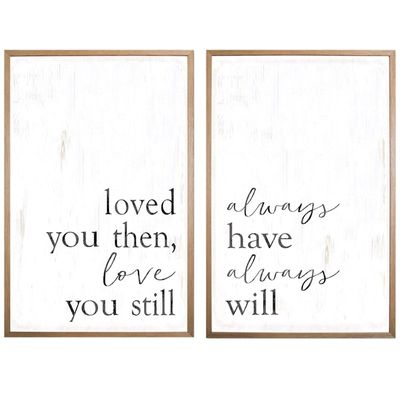 24X36 2-Piece Love You Then Still And Always Will Print Under Glass Wall Art