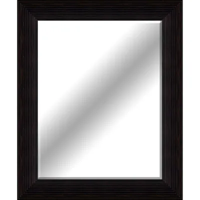 Ribbed Bronze Framed Beveled Rectangle Wall Mirror, 29x35