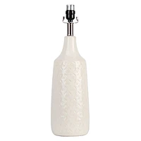 White Patterned Ceramic Table Lamp, 21"