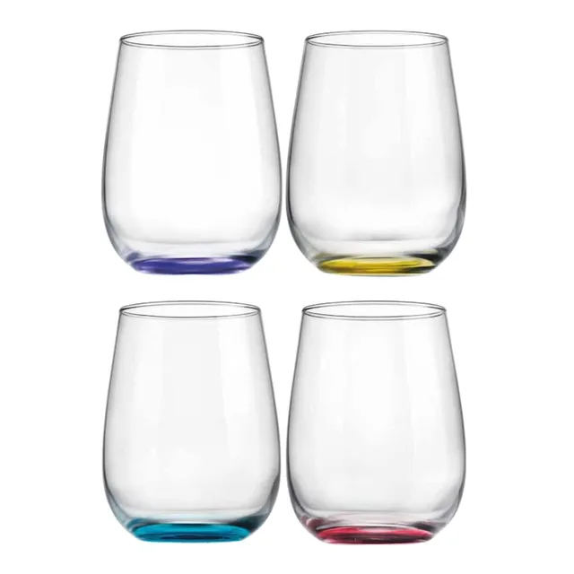 Set of 4 Tri-Color Stemmed Wine Glasses, 15.5oz Sold by at Home