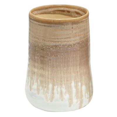 Gold & White Drip Ceramic Vase