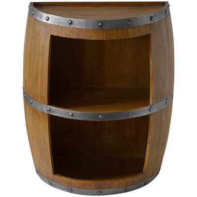 Faux Wine Barrel 2 Tier Display Shelf