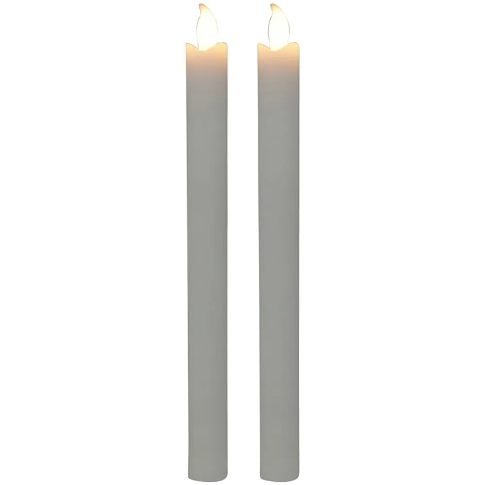 2-Pack White LED Taper Candles, 10"