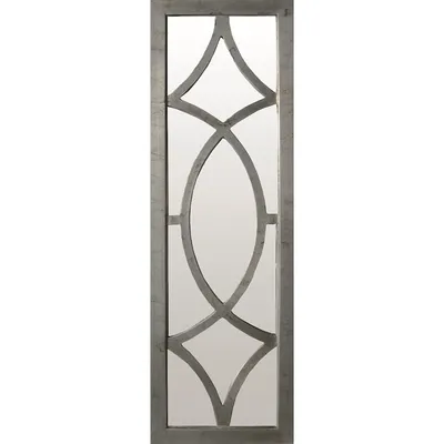Silver Framed Panel Rectangle Wall Mirror, 12x37