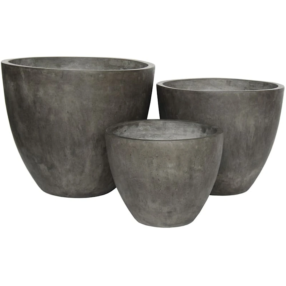 Dark Grey Concrete Egg Shape Outdoor Planter with Natural Smooth Finish