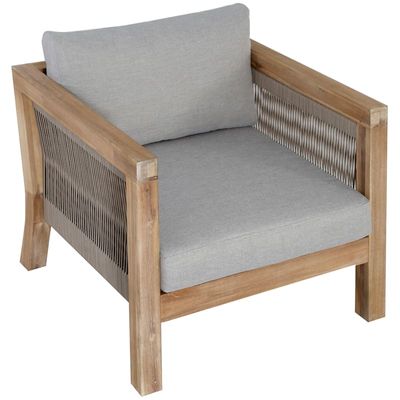 Park City Blonde Acacia Wood & Rope Accent Outdoor Lounge Chair
