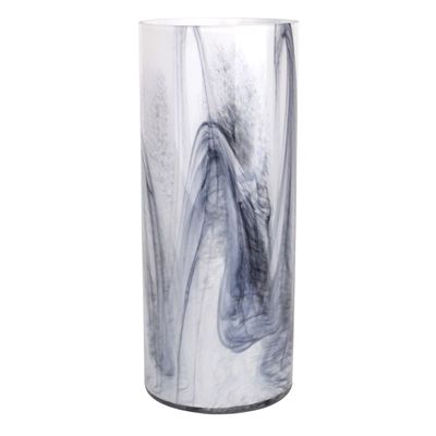 Laila Ali Black & White Swirled Glass Vase, 12"