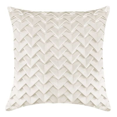 Ivory Triangle Pleated Velvet Throw Pillow, 18"