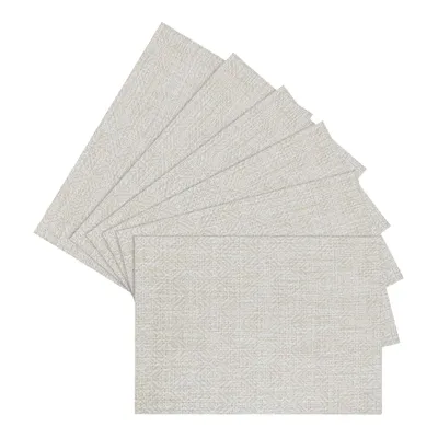 Set of 6 Nala Fog Woven Vinyl Placemats, 18x13