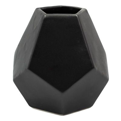Laila Ali Matte Black Ceramic Geo Vase, 4"