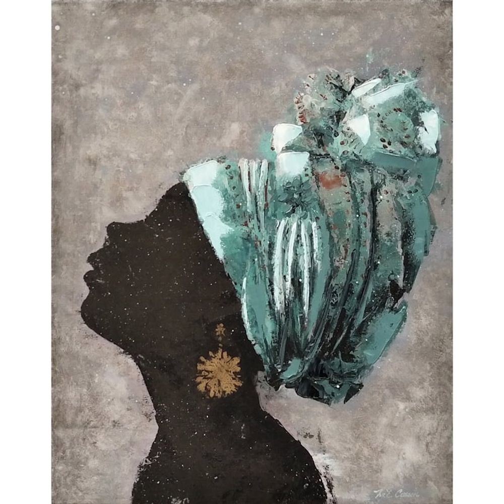 At Home Woman Profile II Foiled Embellished Canvas Wall Art, 16x20