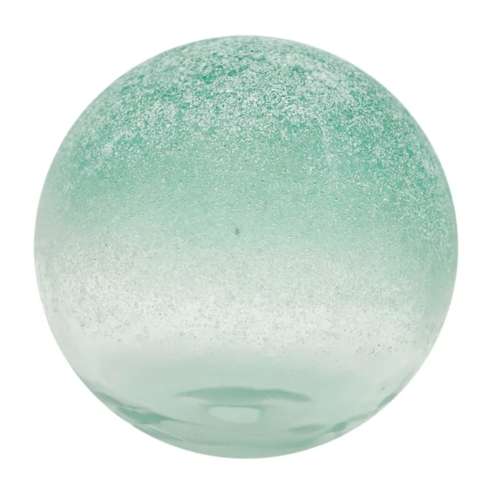 Frosted Green Recycled Glass Ball, 4"