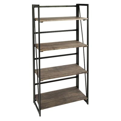 Dakota Black & Brown Industrial Modern 4-Tier Bookshelf,  49"