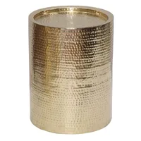 Hammered Gold Metal Drum Accent Table