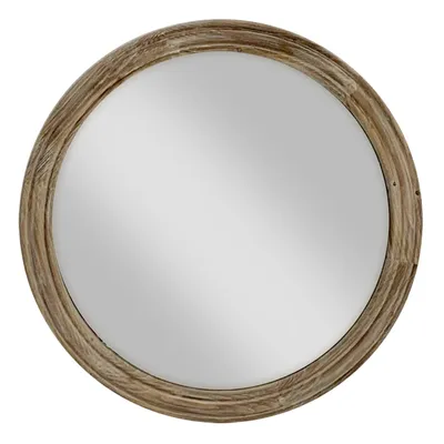 Thin Wooden Round Wall Mirror, 24"