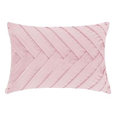 Blush Pink Herringbone Pleat Oblong Throw Pillow, 14x20