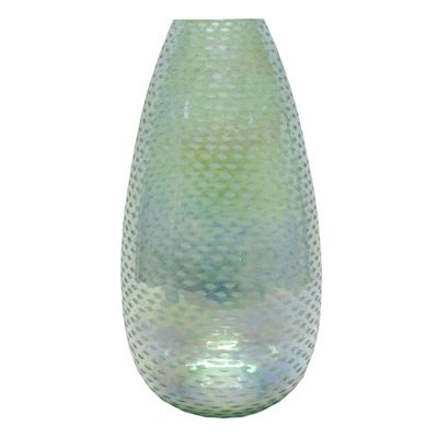 Grace Mitchell Sea Blue Etched Glass Vase